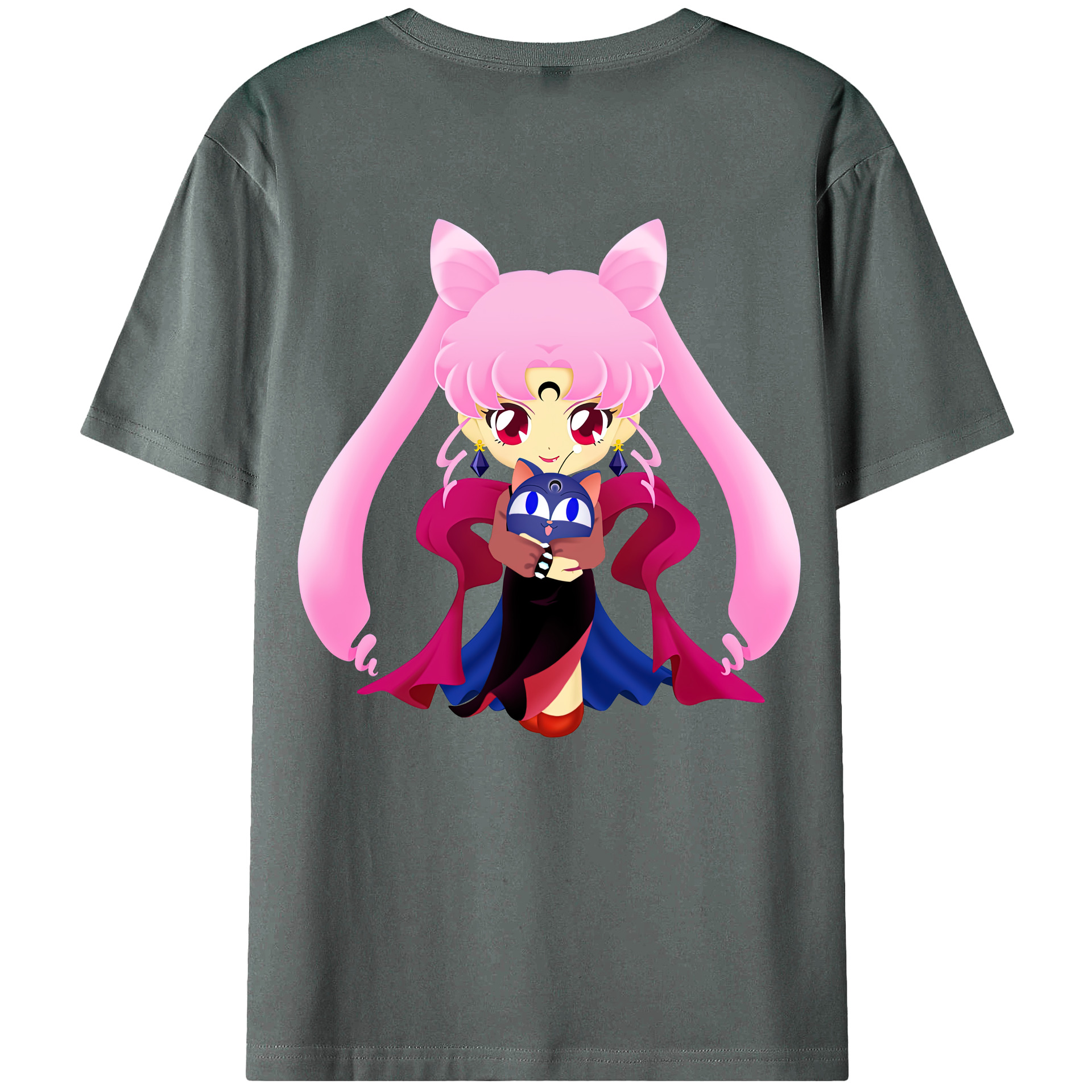 （画像用） 美少女戦士セーラームーン ちびうさ Sailor Moon Chibiusa Tsukino Usagi Small Lady Serenity 綿100％ メンズ半袖Tシャツ（バックプリント） 通気性